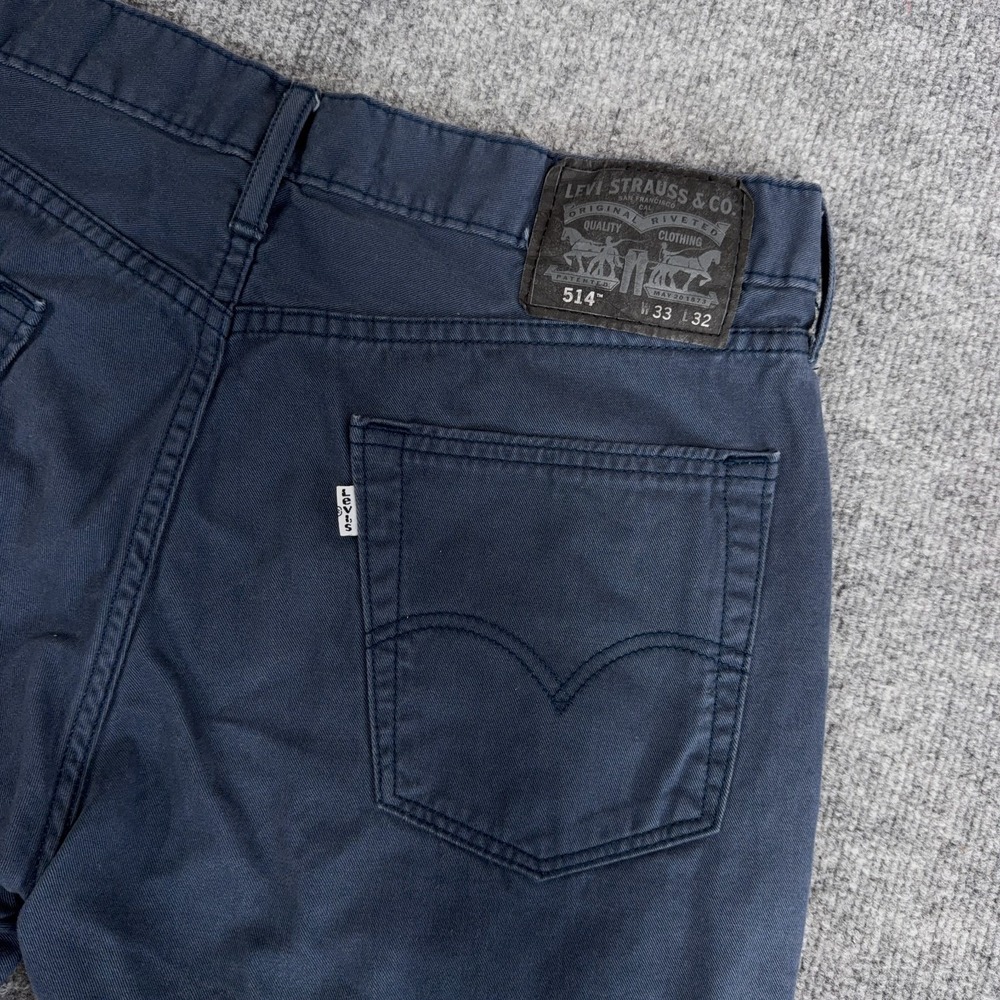 Levi's 514 Pants Men 33x32 Blue Garment Dyed Chino Straight Fit 5-Pocket Casual